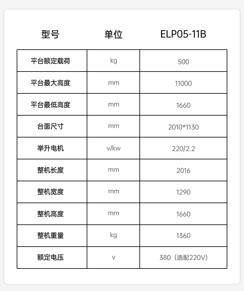 揚(yáng)子升降機(jī)插線款ELP05-11B升高11米載重500KG(圖3)